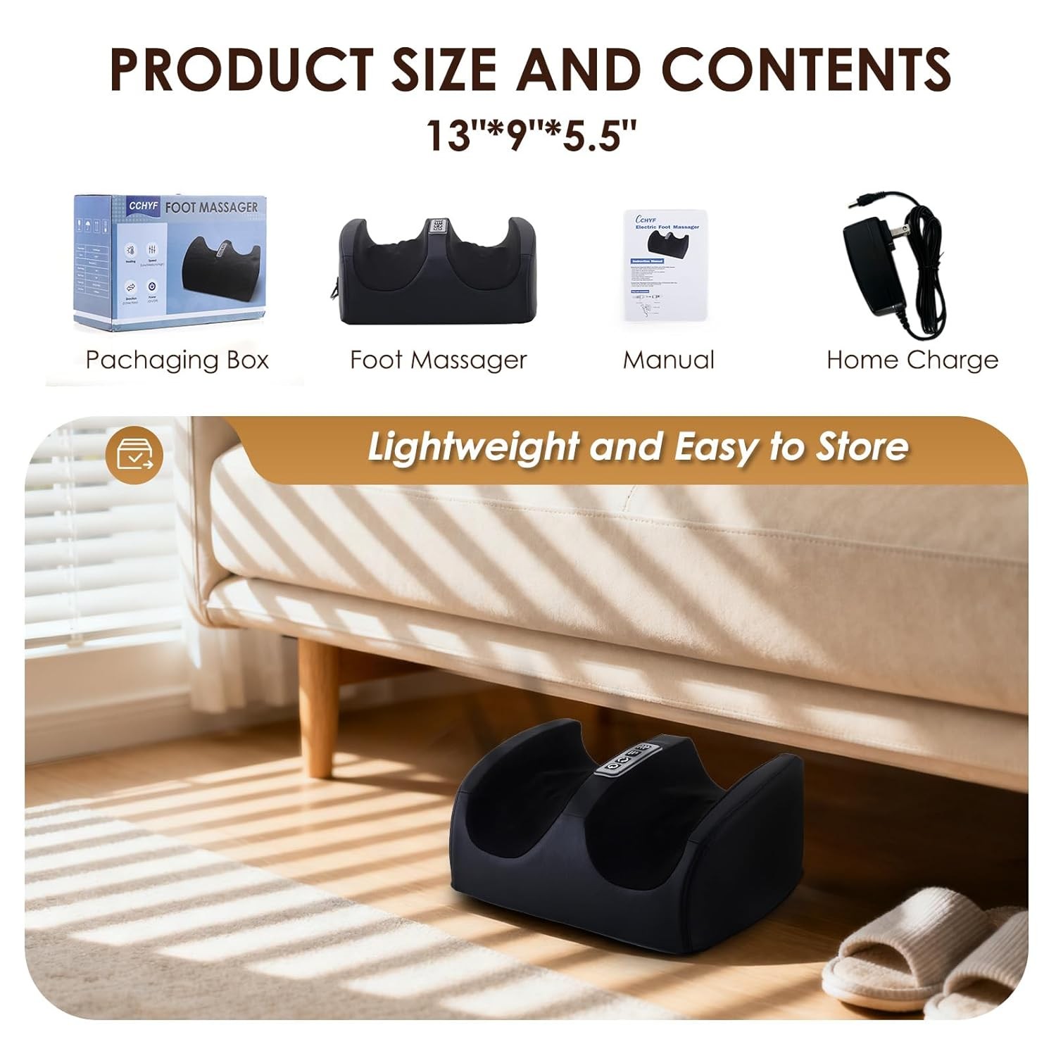 Foot Massager with Heat, Electric Foot and Calf Massager with Roller, Deep Tissu
