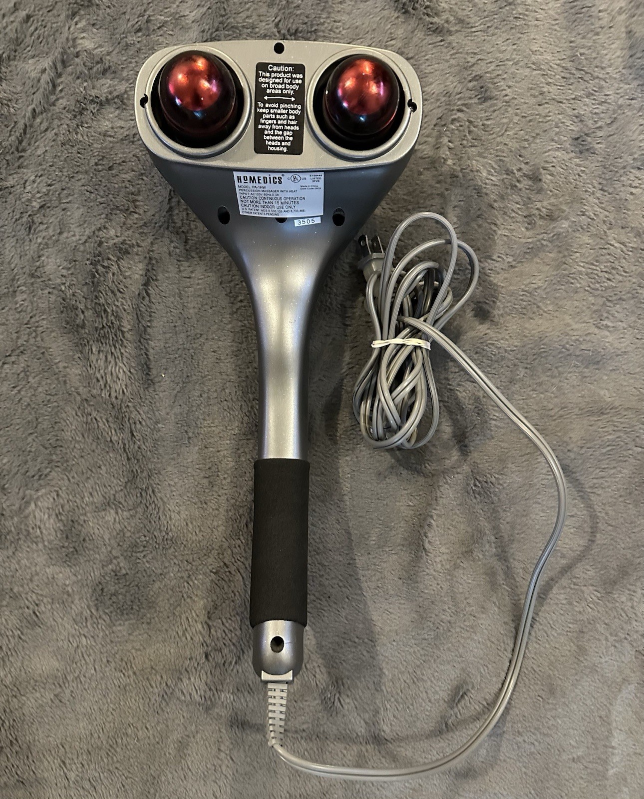HoMedics Percussion Massager W/ Heat PA-1HW Handheld Corded Electric Working