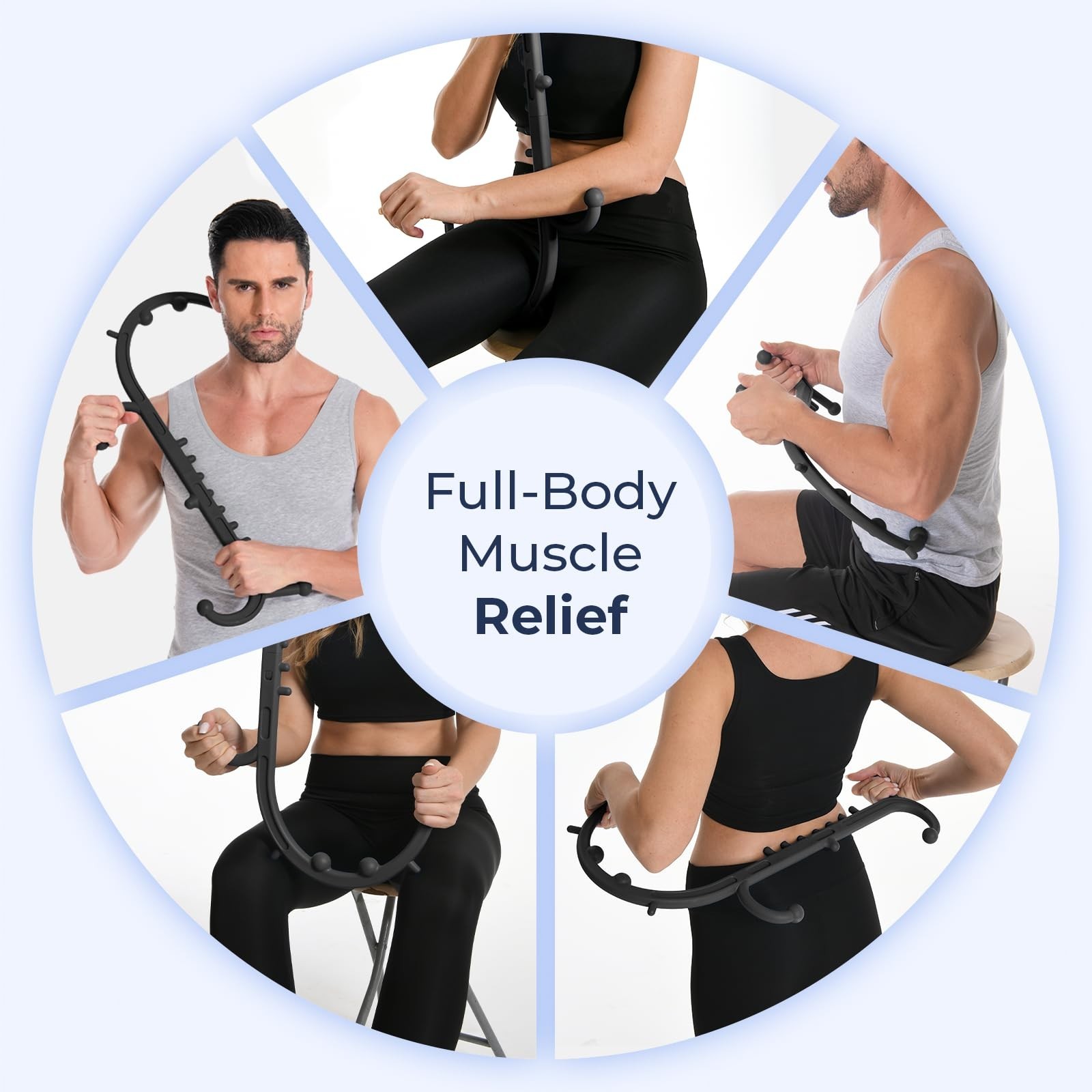 Deep Tissue Back & Neck Massager Stick – Pain Relief, Muscle Knot Remover Tool