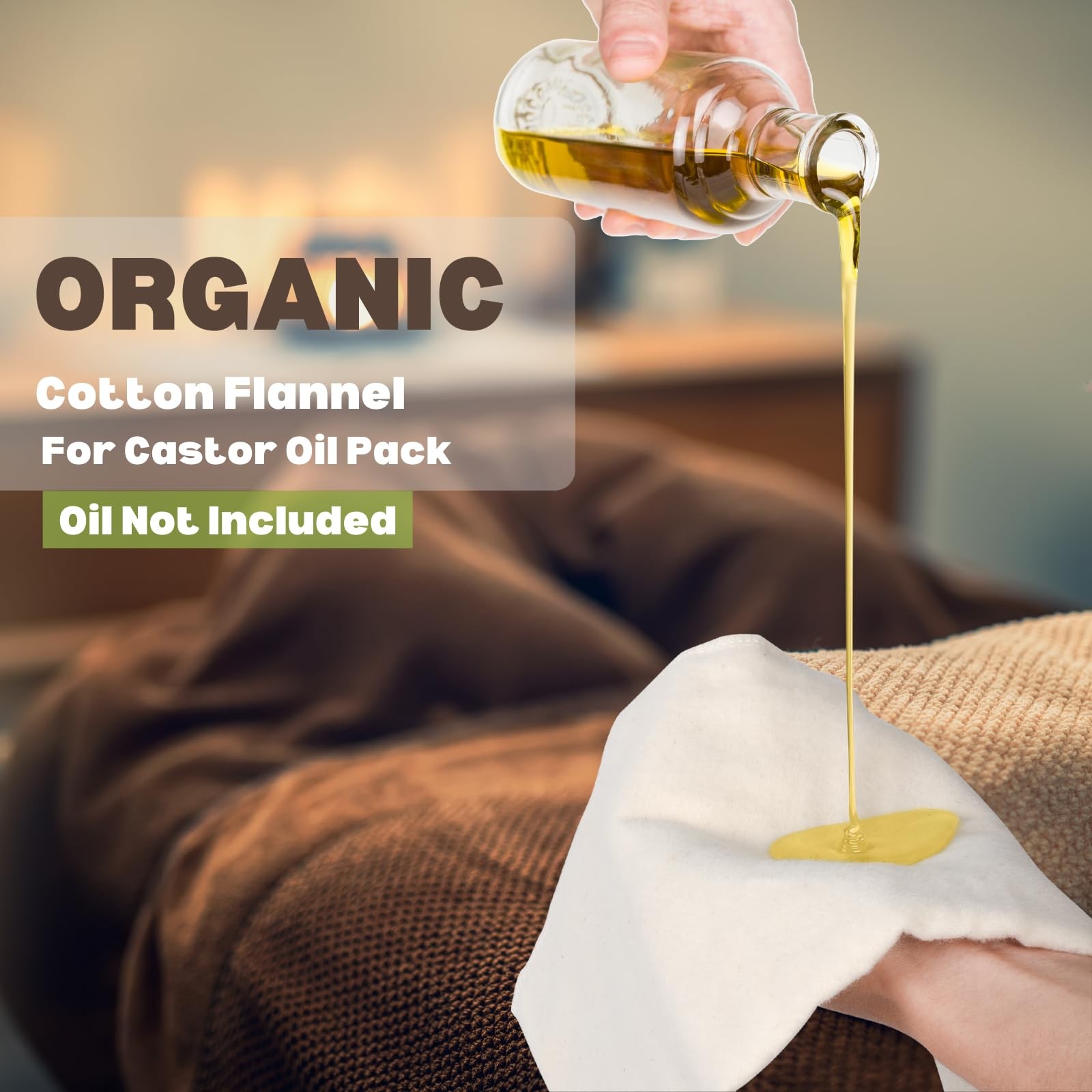 4pcs Organic Cotton Flannel for Castor Oil Pack, Natural & Unbleached, Soothi…