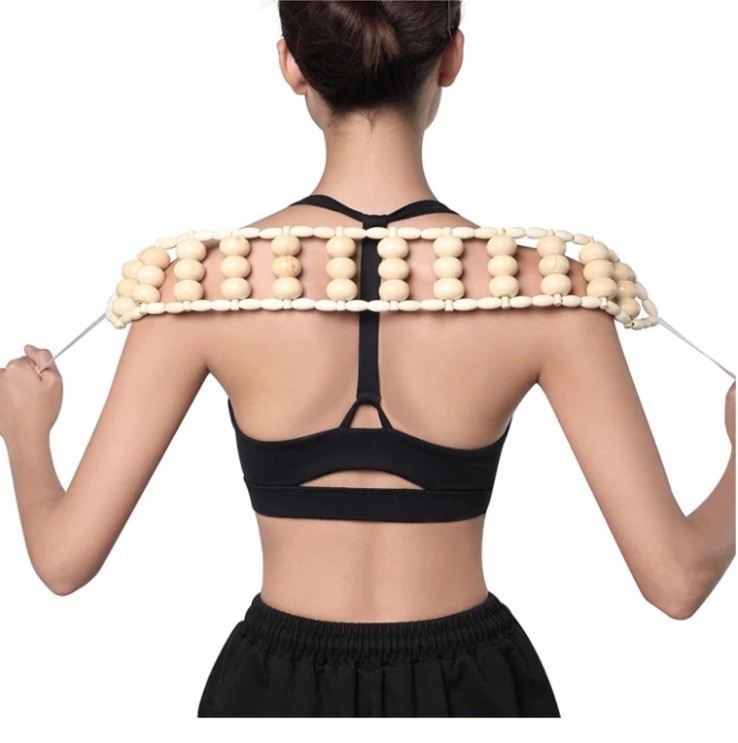 Wood Back Massage Roller Rope, Wood Therapy Cellulite Self Massage Tools for Bac