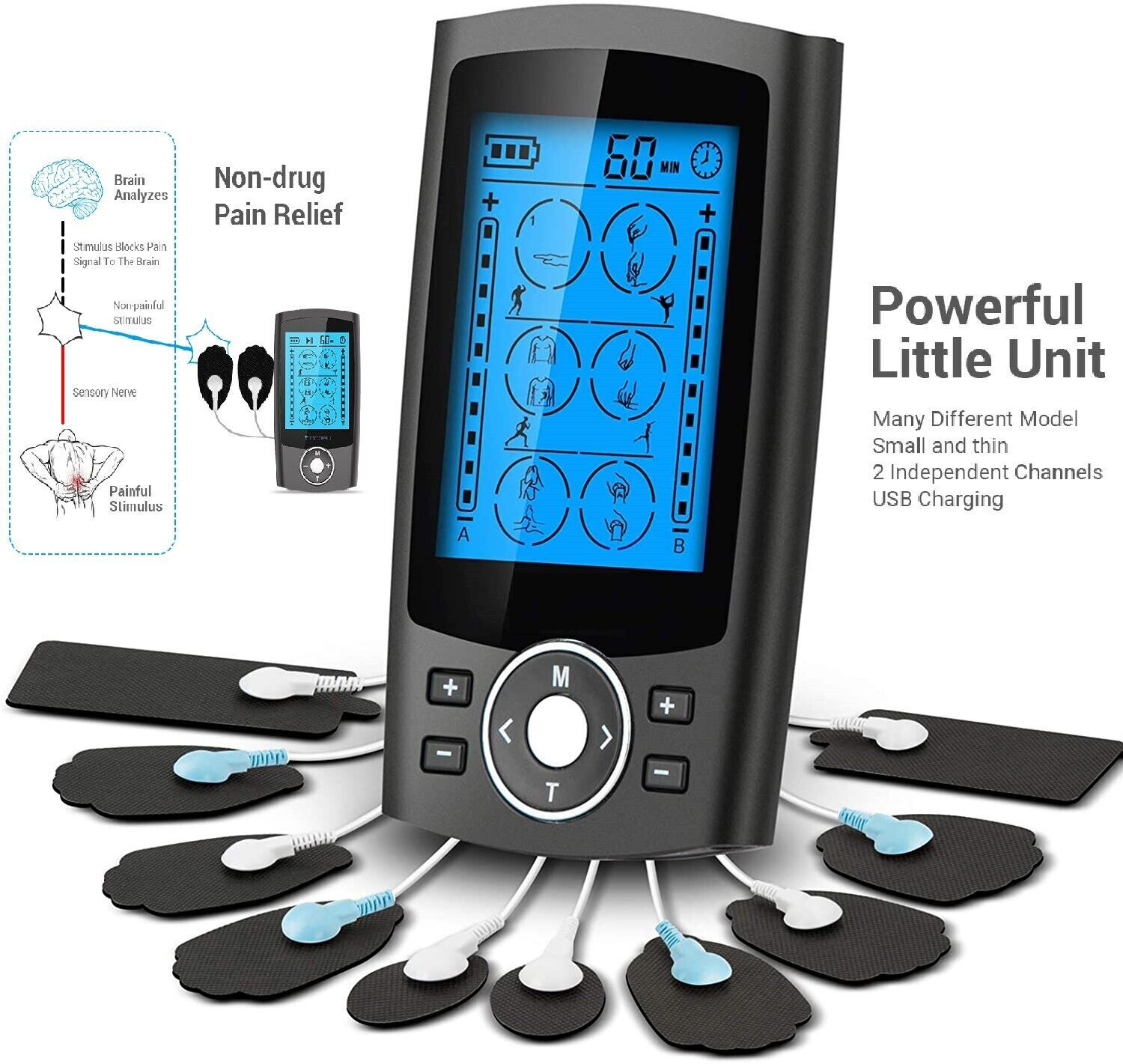 COCOPU 24 Modes Tens Unit Muscle Stimulator Machine Pulse Massager Pain Relief