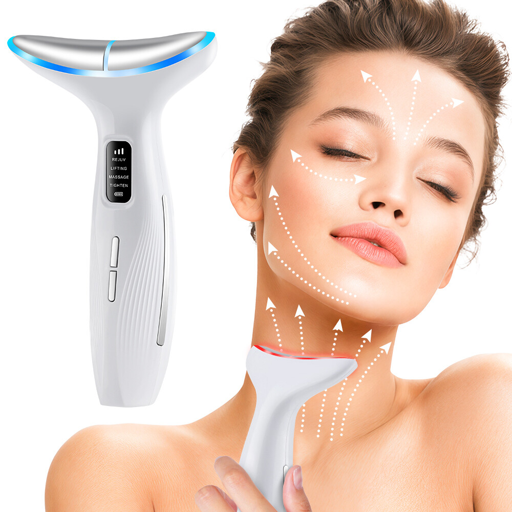 Microcurrent Facial & Neck Massager 3 Modes,Light Therapy, 45°C Constant Heat