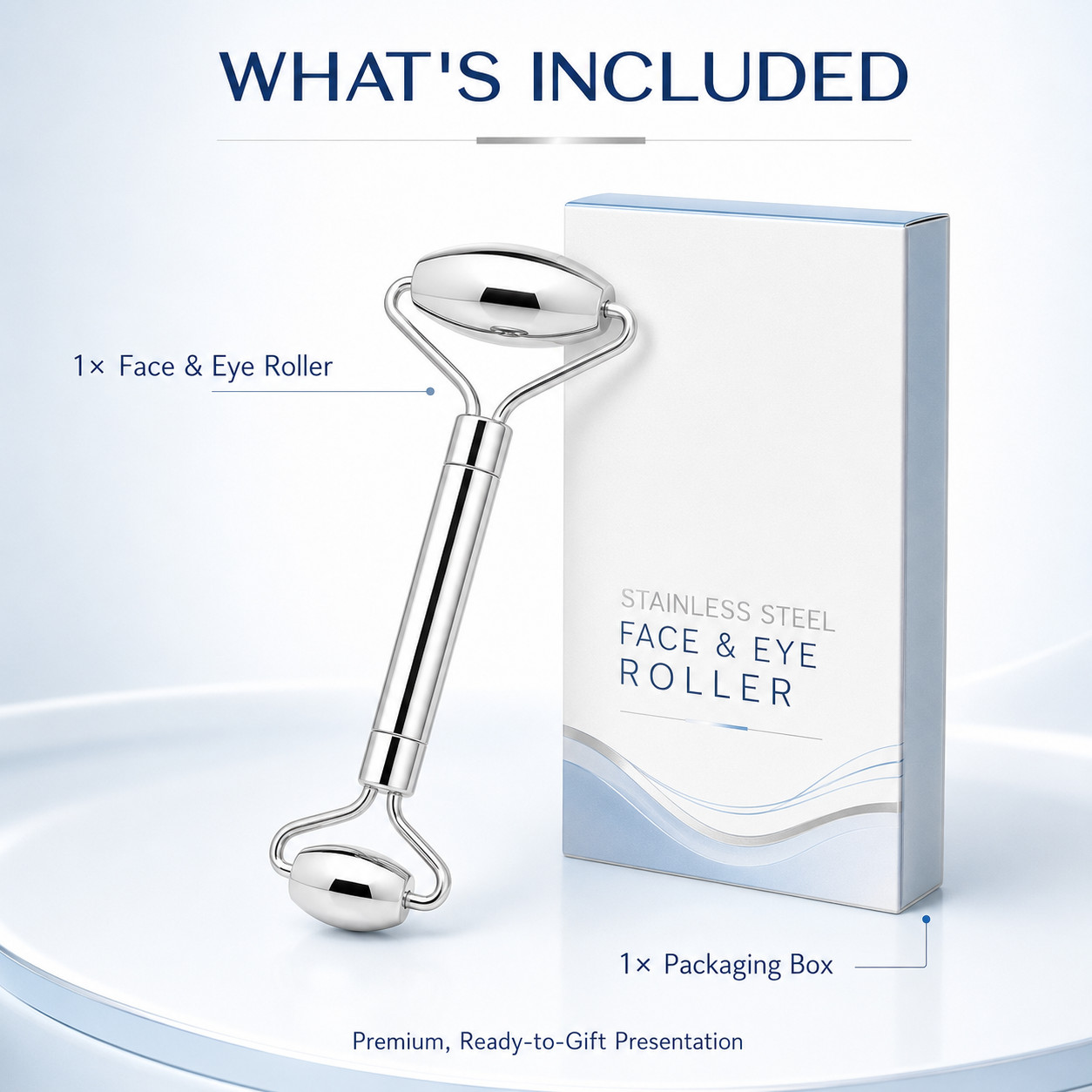 Stainless Steel Ice Face Roller Facial Massager for Face Eyes Cooling Skincare
