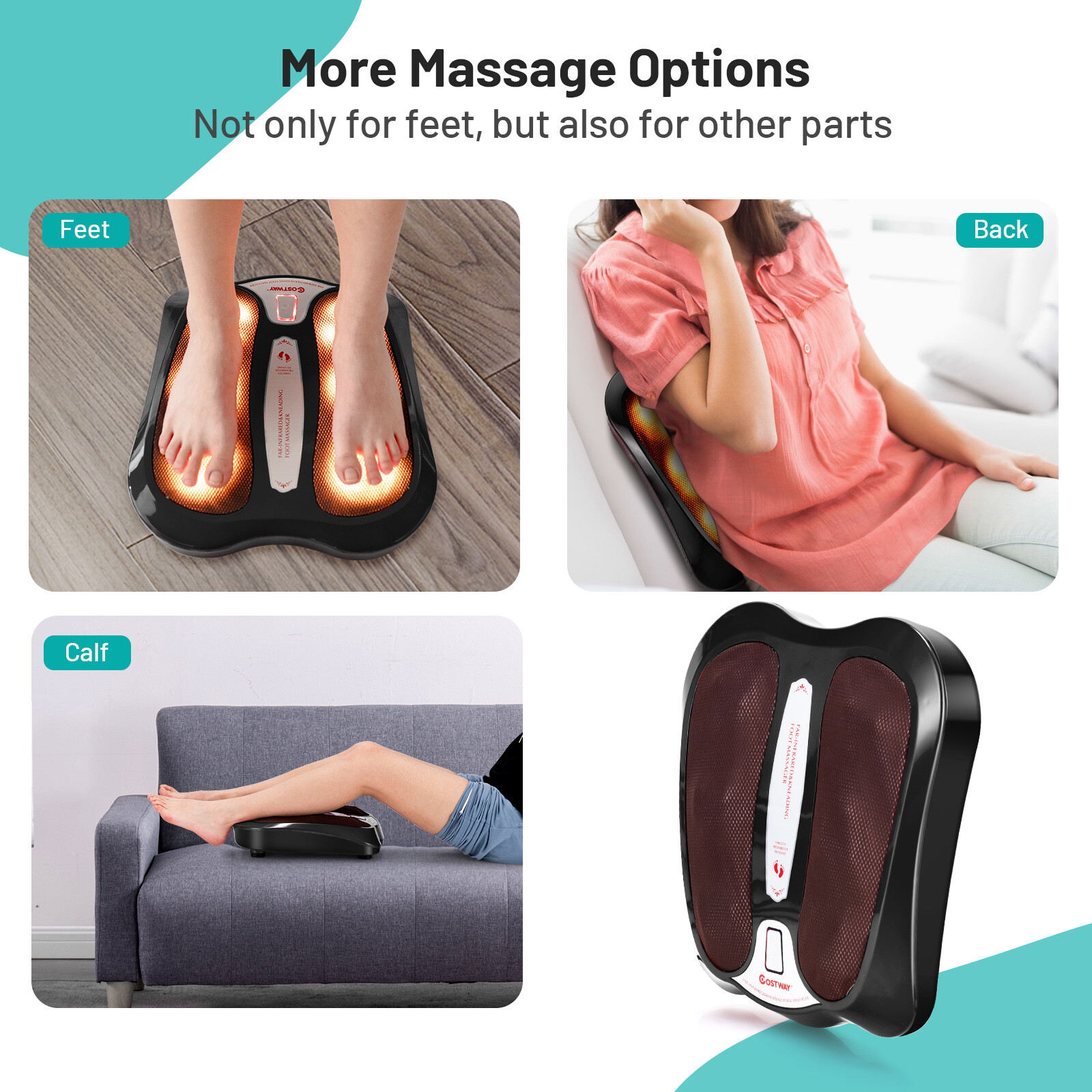 Costway Elecric Keading Foot Massager Machine with Heat & Back Massager