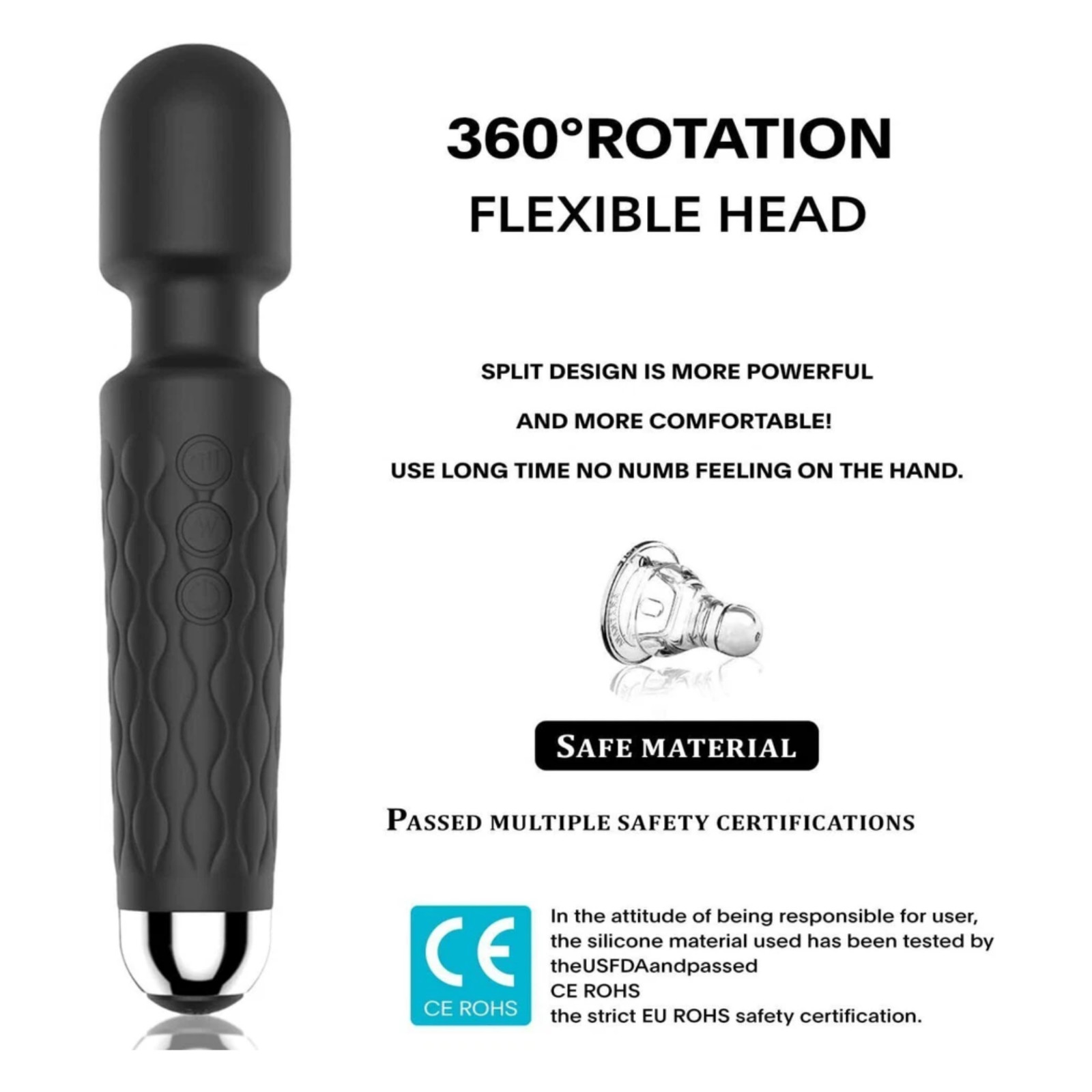 Handheld Massager 20 Speed Wand Vibrating Massage Magic Full Body Therapy Motor#