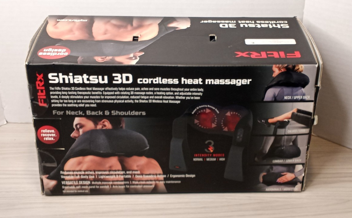 FitRx Shiatsu 3D Cordless Massager with Heat, Neck/Shoulders/Back New in Box