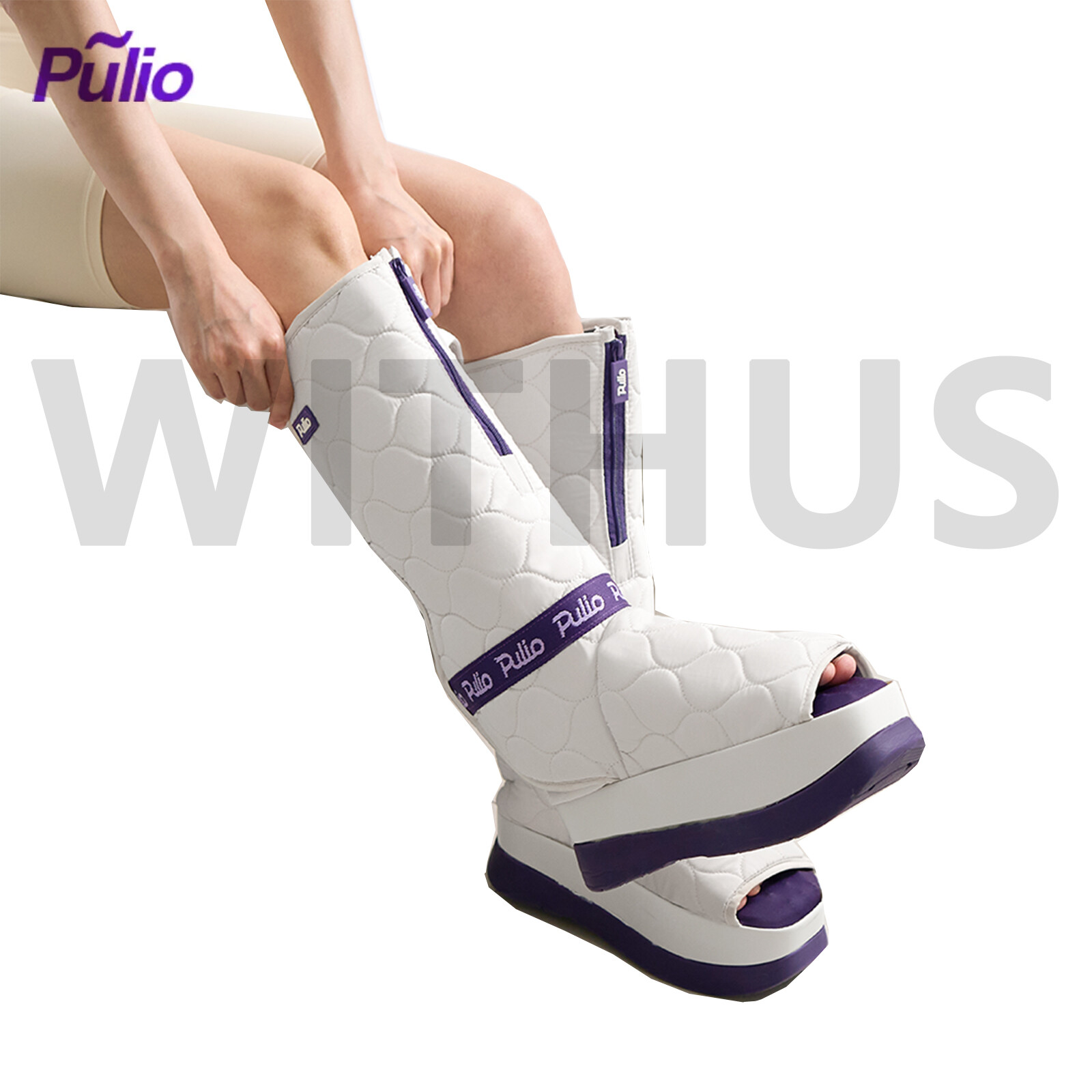 Pulio Pulition Massage Boots Calf Foot Air Compression Massager with Heat PB001