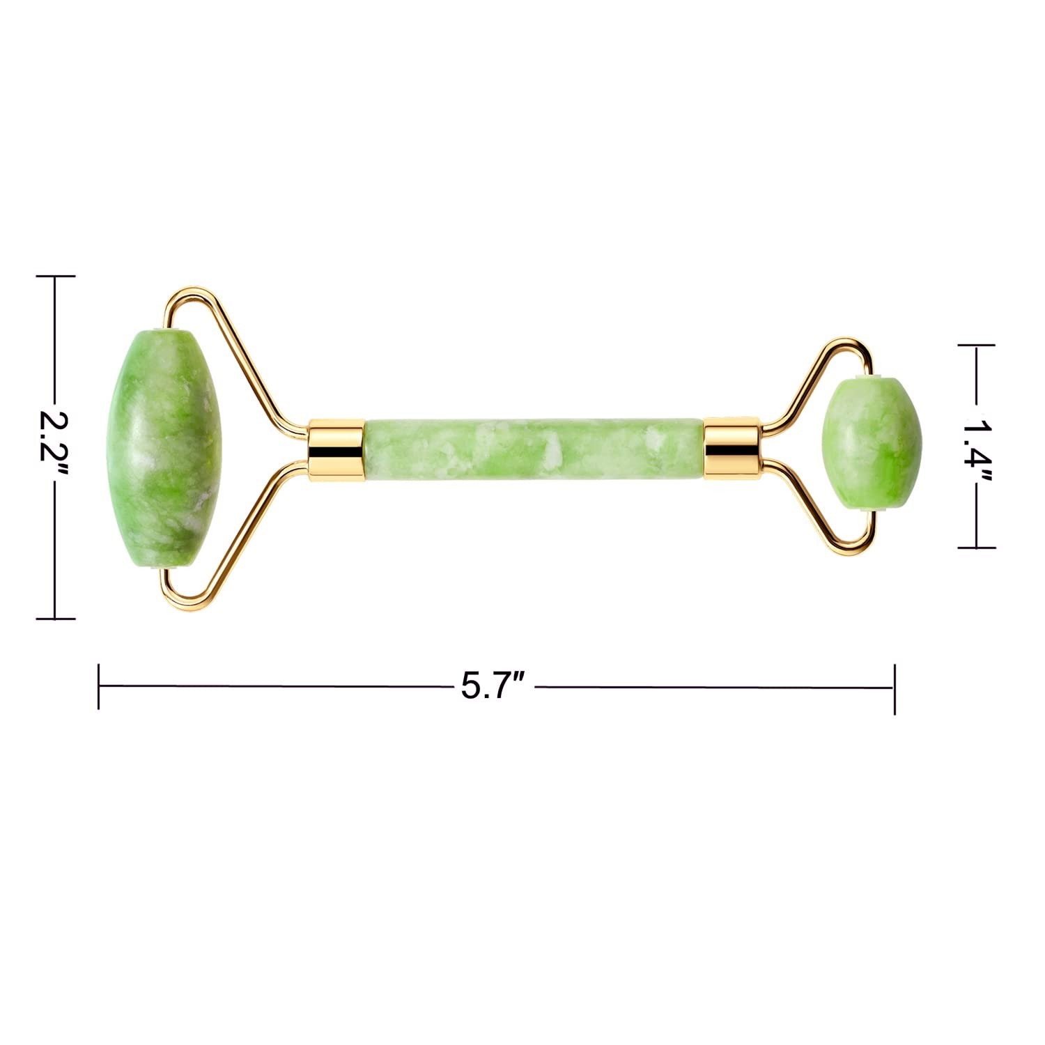 Elegant Green Jade Facial Roller with Zinc Alloy Frame – Travel-Friendly Design