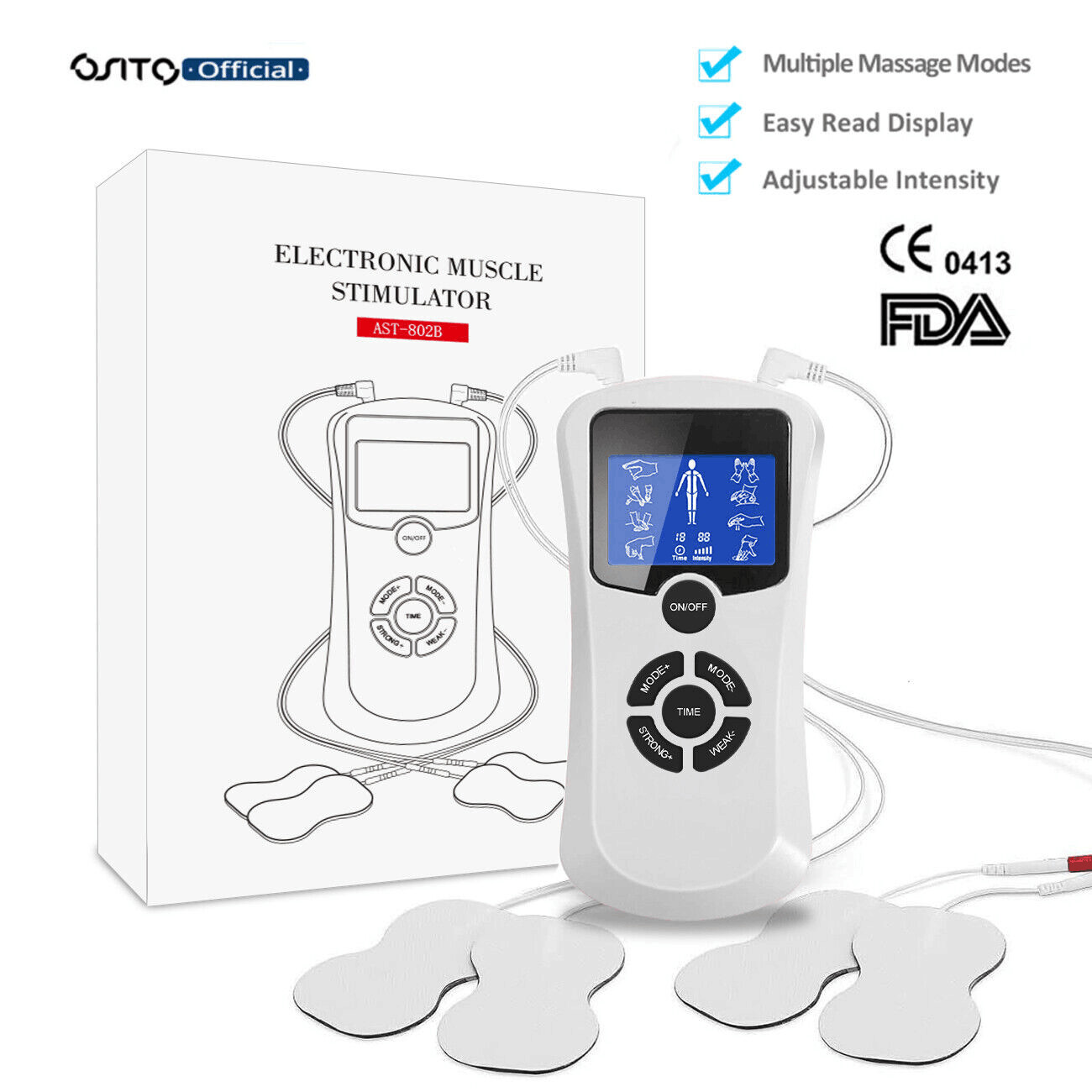 TENS Unit EMS Machine Electronic Pulse Muscle Stimulator Back Neck Pain Relief