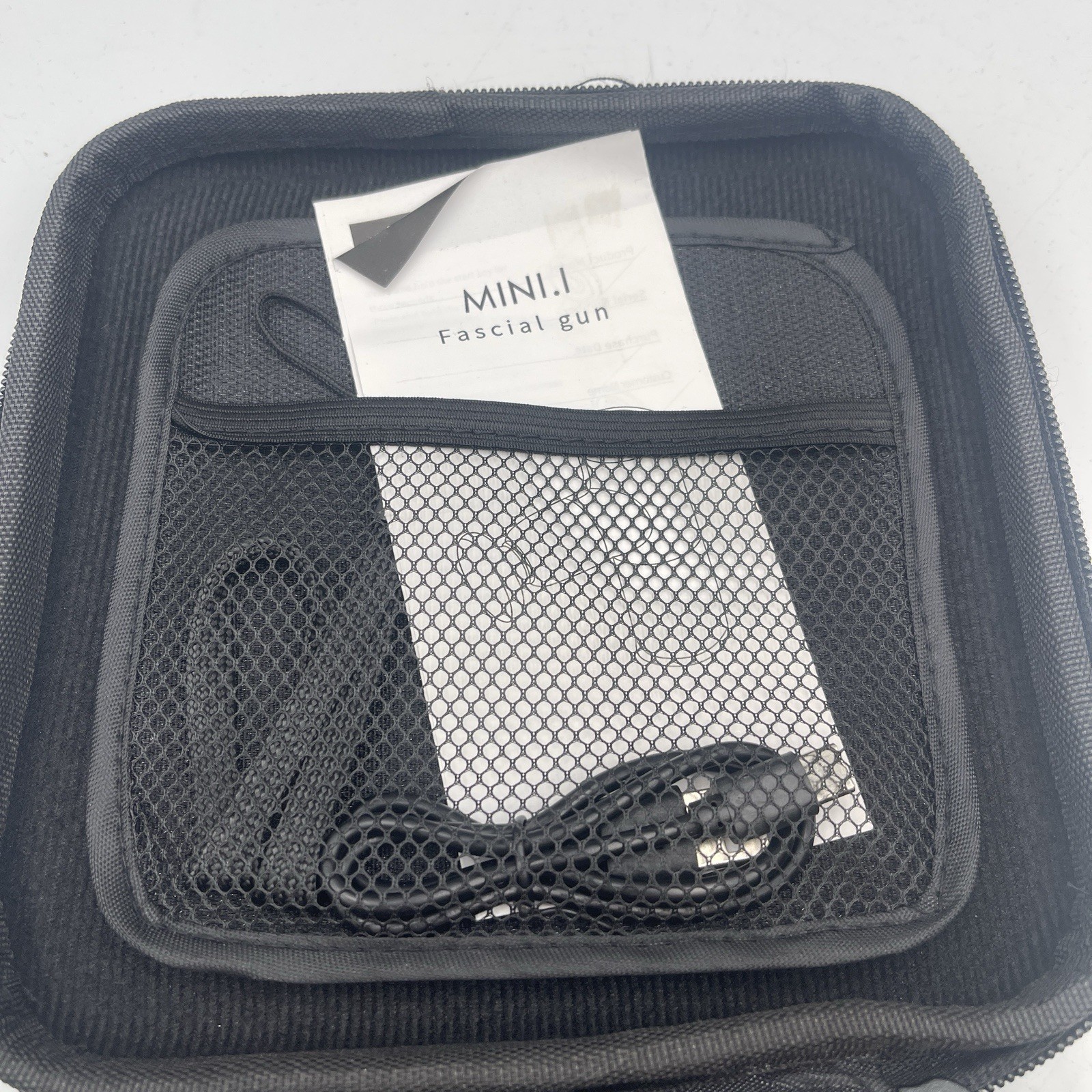 Silver FASCIAL MASSAGER MASSAGE GUN MINI . 4 Heads ZIP Case