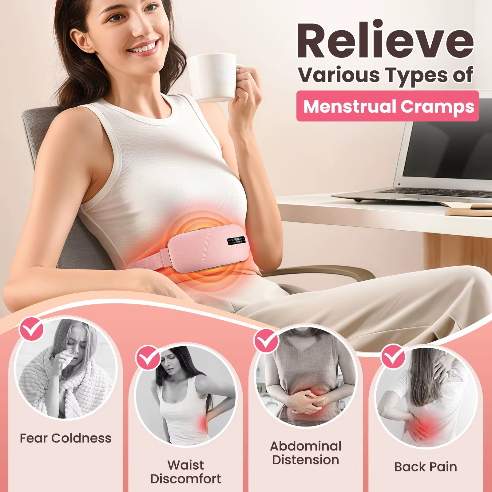 Women Menstrual Heating Pads Effective Hot Compress Period Relief Belt Recharge