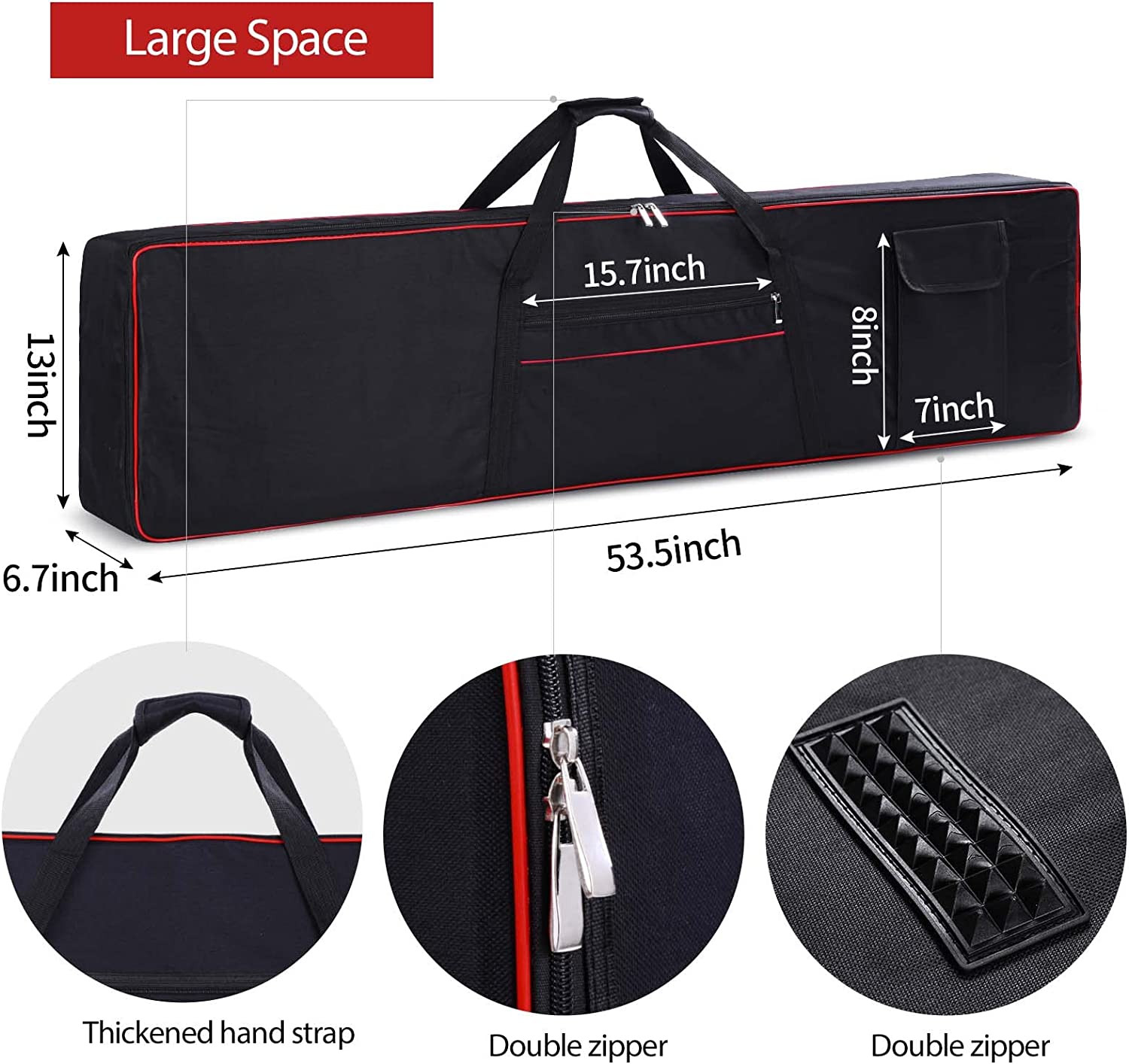 88 Key Keyboard Case, Keyboard Gig Bag with 2-Pocket Keyboard Bag,600D Durable O