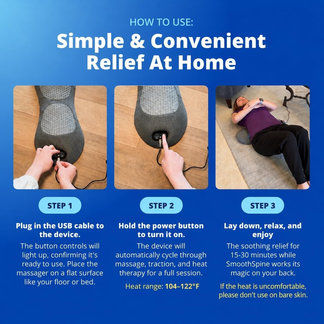 Shiatsu Back Massager Heat Therapy Lower Back Pain Relief Muscle Relaxation