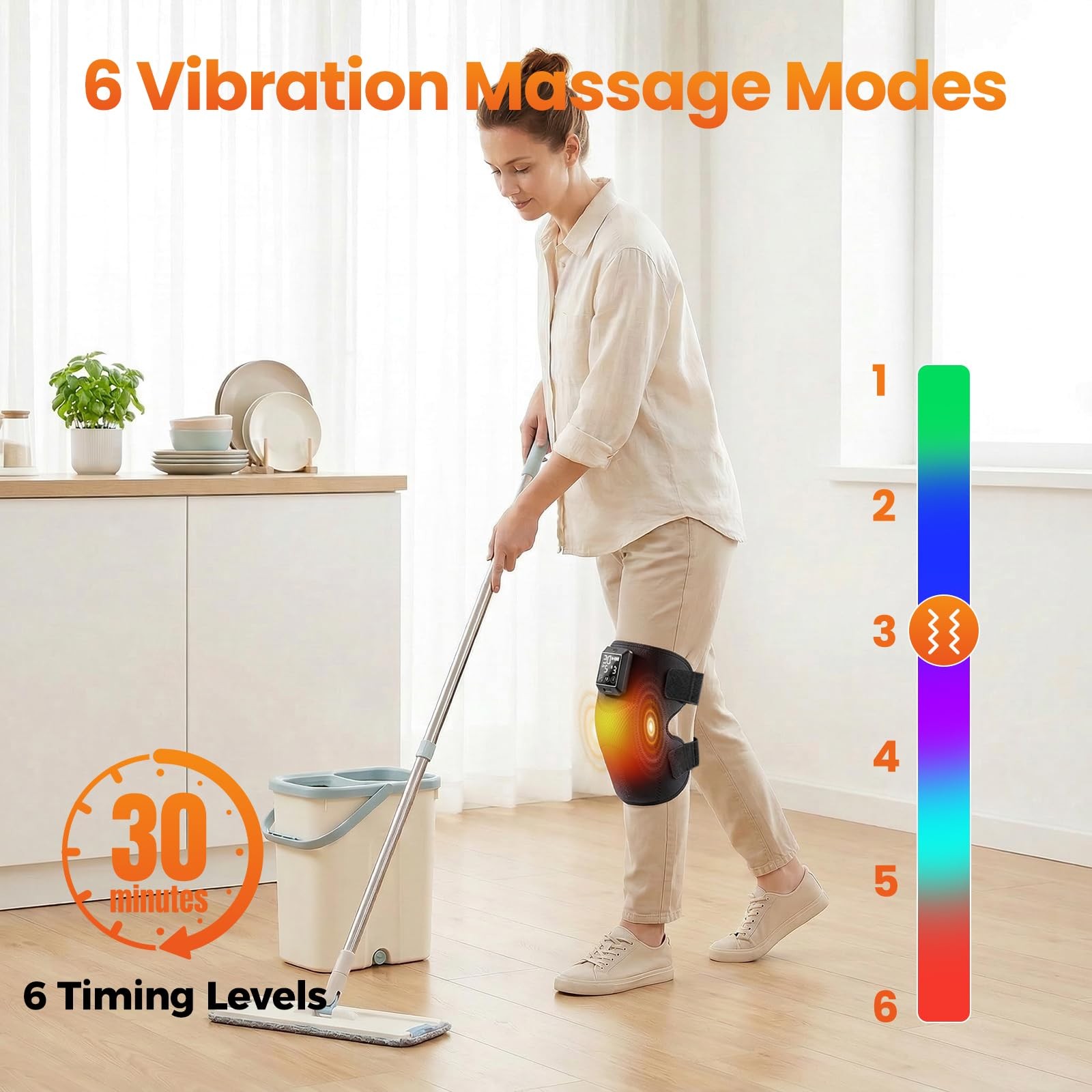 Knee Massager, 5000mAh Knee Heating Pad with 6 Heat & 6 Vibration Massage, He…