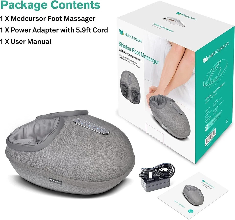 Medcursor Shiatsu Foot Massager Machine with Heat, Deep Kneading & Air Massage