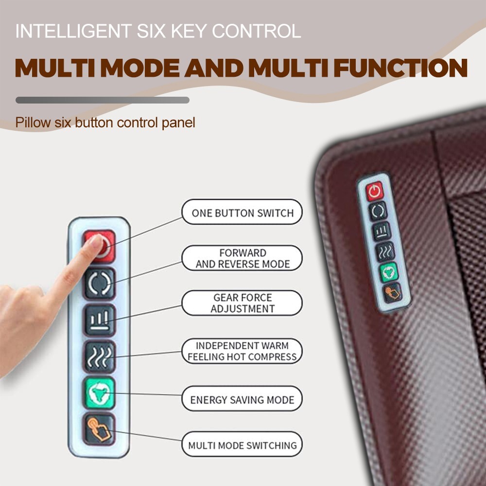 8 Mode Massage Seat Cushion with Heated Back Neck Massager Chair Home & Car