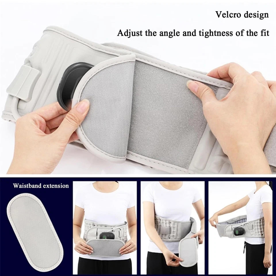 Adjustable Heating Massage Decompression Belt Lumbar Lower Back Pain Relief Tool