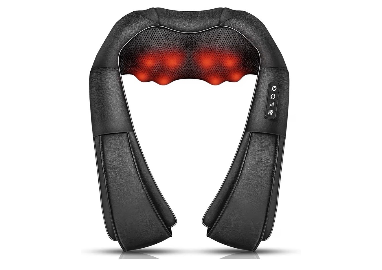 Heated Electric Shiatsu Neck & Shoulder Massager, Bidirectional, 3-Speed Black