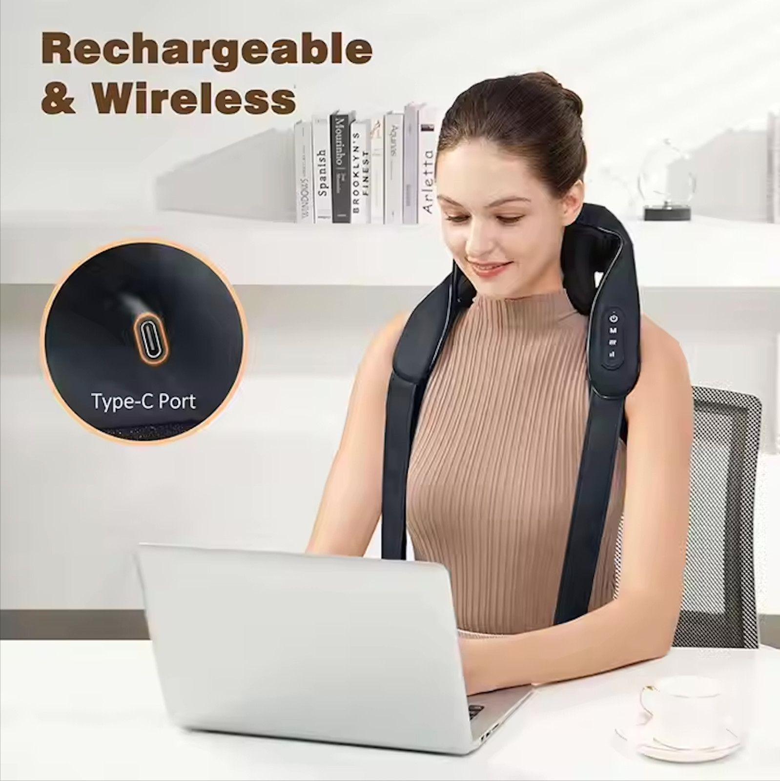 Shiatsu Neck & Shoulder & Back Massager with Heat–Portable, Cordless Pain Relief