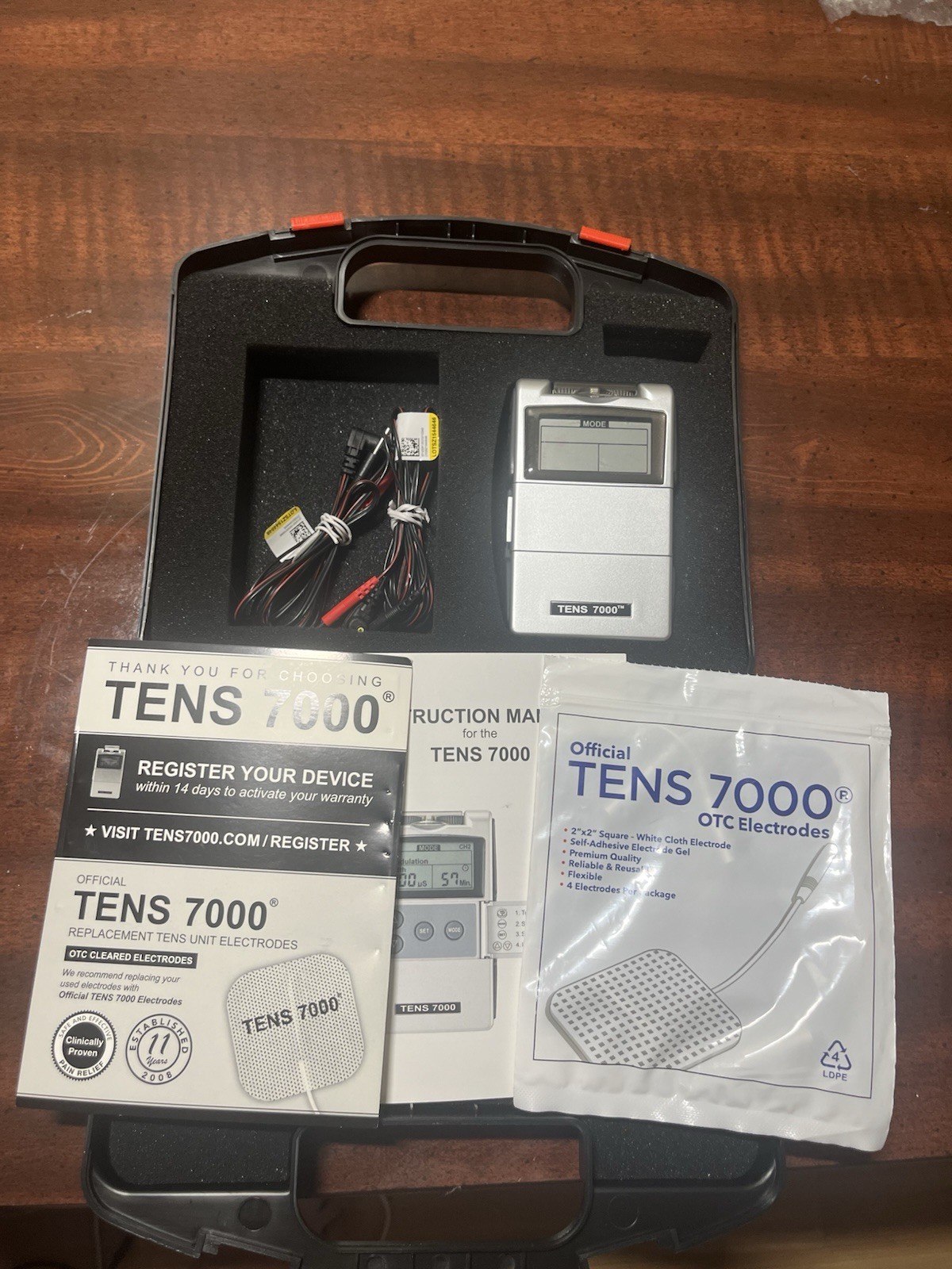 TENS 7000 Digital Pain Management Unit Back Pain Relief, 4 Electrodes/Unit Pads