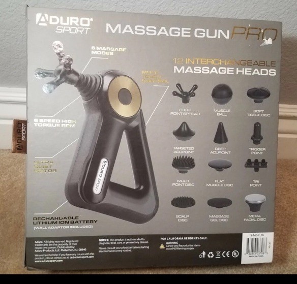 ADURO SPORT MASSAGE GUN PRO, S-MGP-16, NEW, W/ 12 INTERCHANGEABLE HEADS