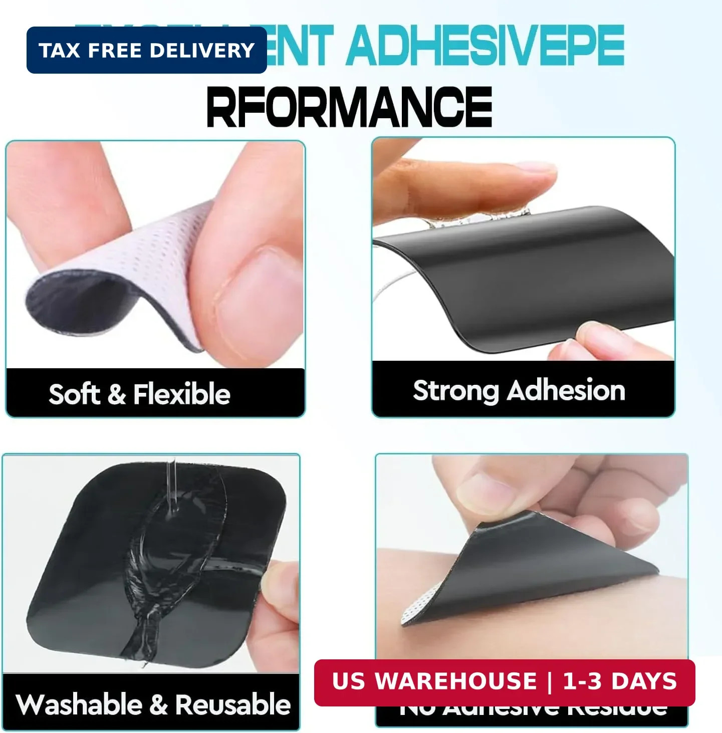 22 PCS 2X 2″ Tens Unit Electrode Pads Compatible with Auvon Tens 7000 Muscle Sti