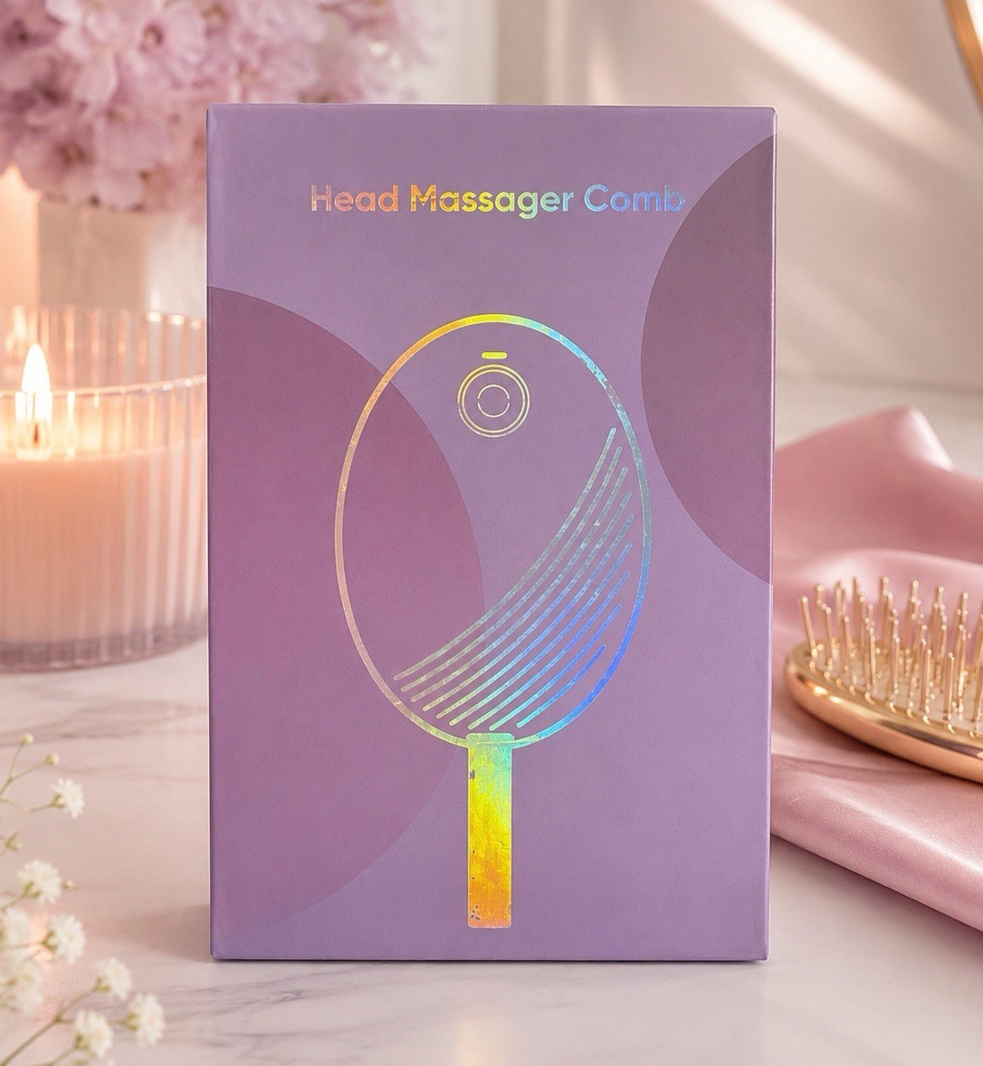 Electric Head Massager Comb for Scalp, Rechargeable Cordless USB, Purple