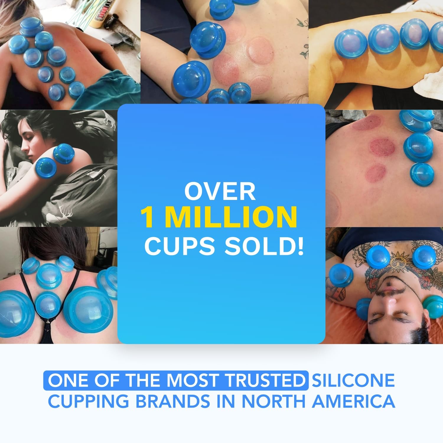 Silicone Cupping Therapy Set Professional Massage 4 Piece Assortment, Blue