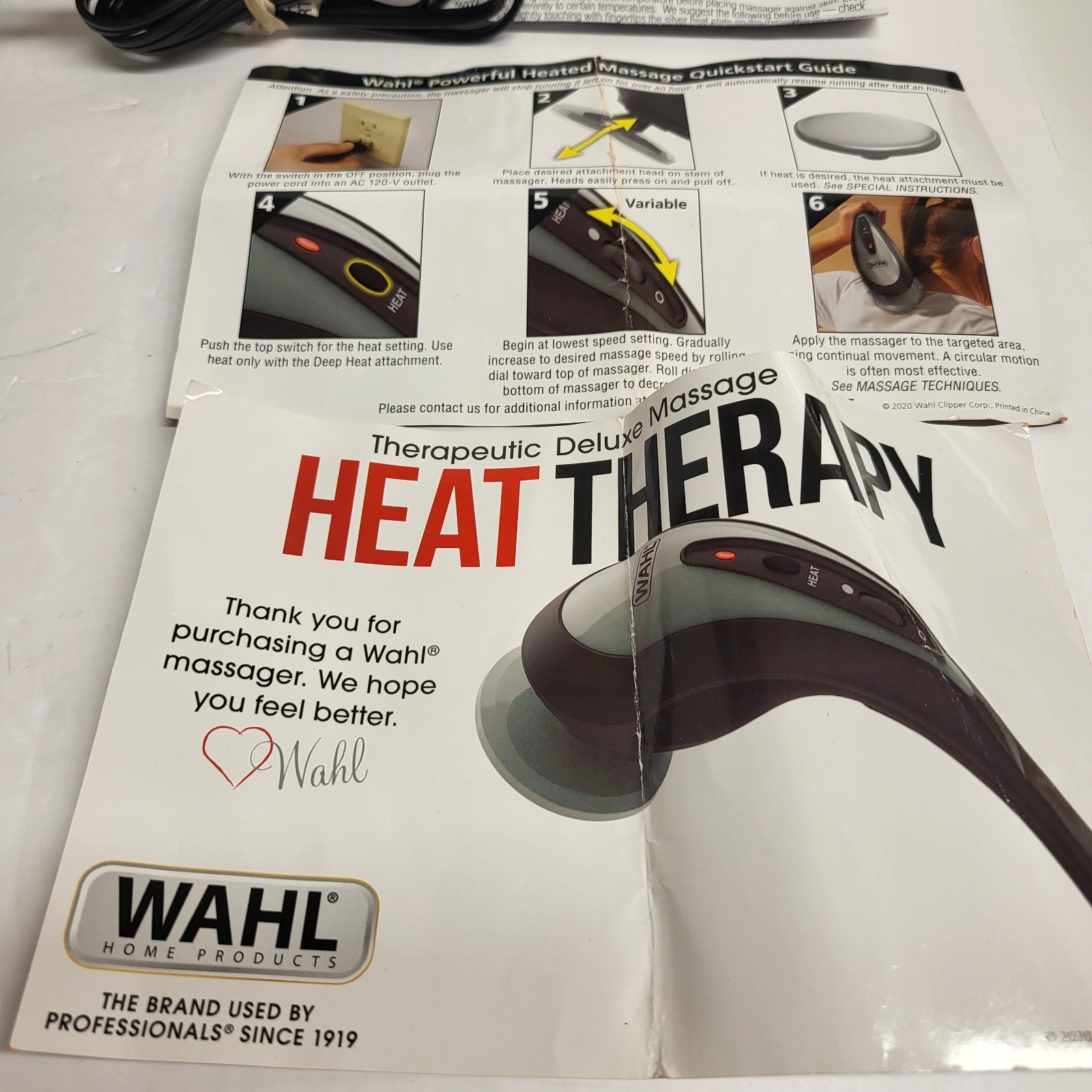 WAHL DEEP TISSUE PERCUSSION MASSAGER WITH HEAT– 8 ATTACHMENTS AND BAG (4212)