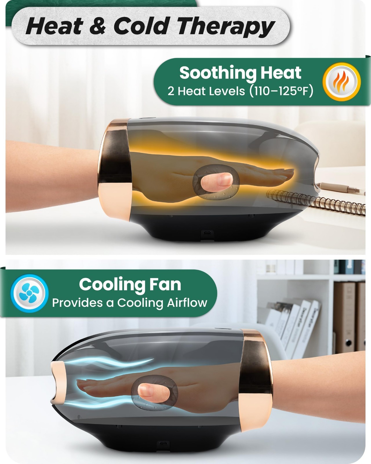 Rolling Hand Massager with Kneading, Compression & Heat | Eases Soreness & Swell