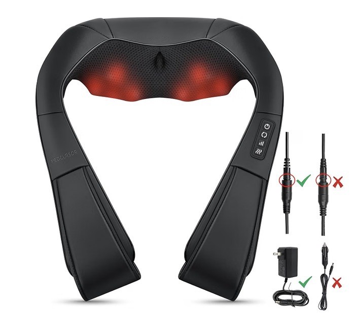 Medcursor Heated Neck & Shoulder Massager Deep Tissue 8 Heads Black