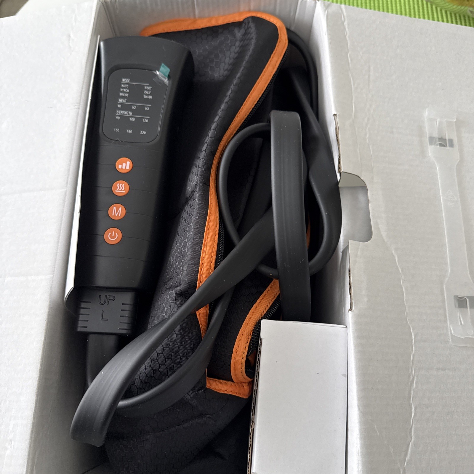 Air Compression Massager Heated Legs Feet Calf Thigh Black