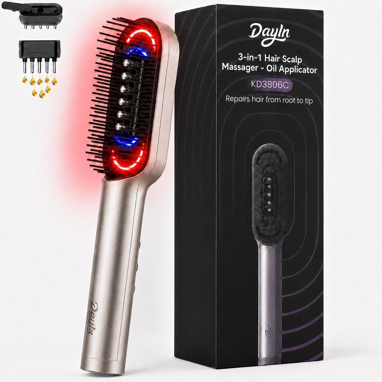 Dayln Electric Scalp Massager Hair Oil Applicator, Cordless Vibration Head Massa