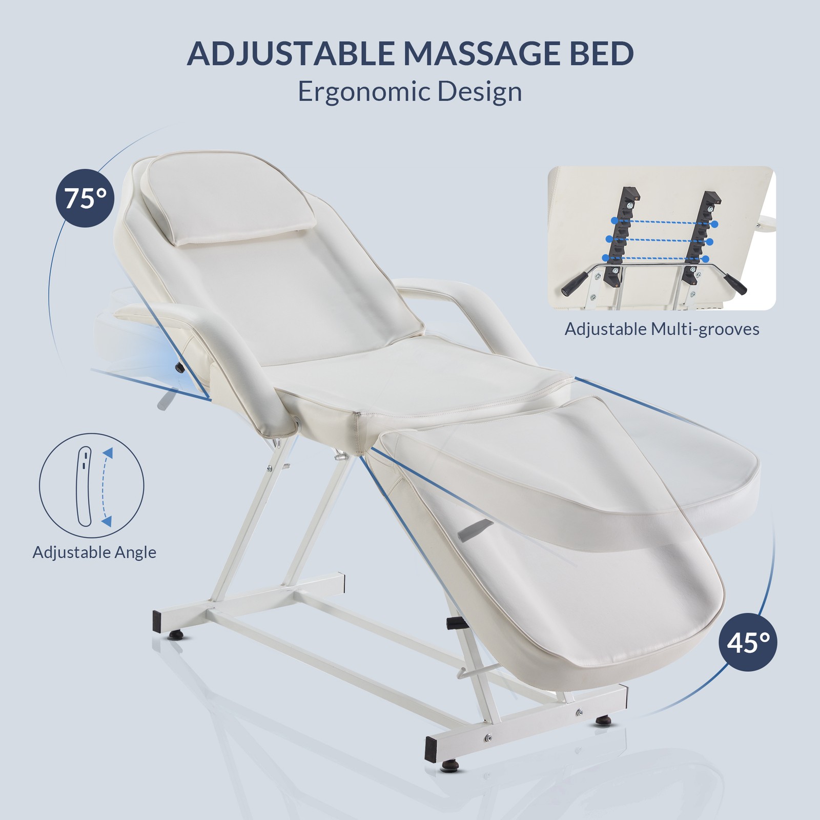 Adjustable Facial Bed Table Massage Chair Beauty Spa Tattoo Beauty Salon, Cream