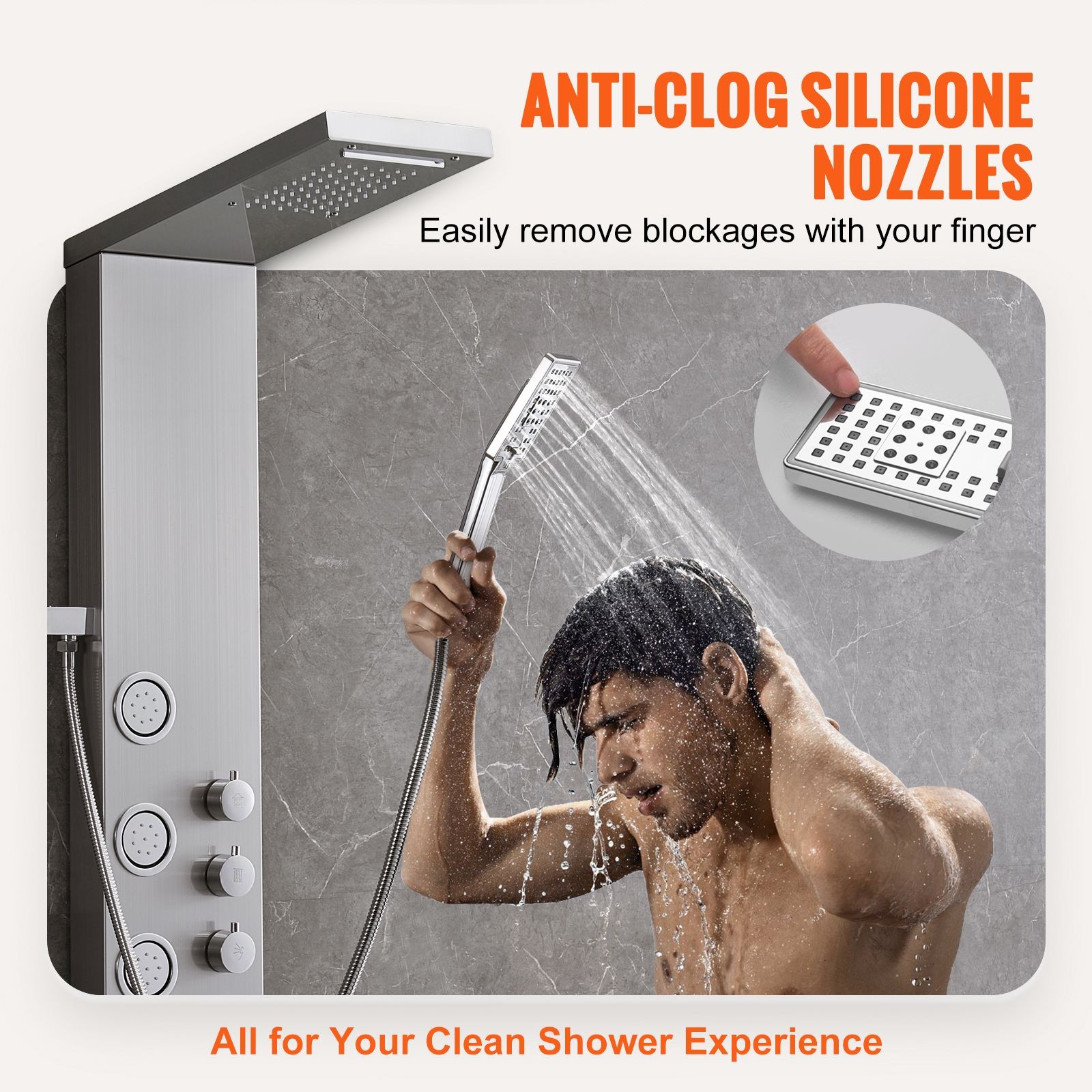 Stainless 4-in-1 Shower Rainfall Waterfall Massage Handheld 59in