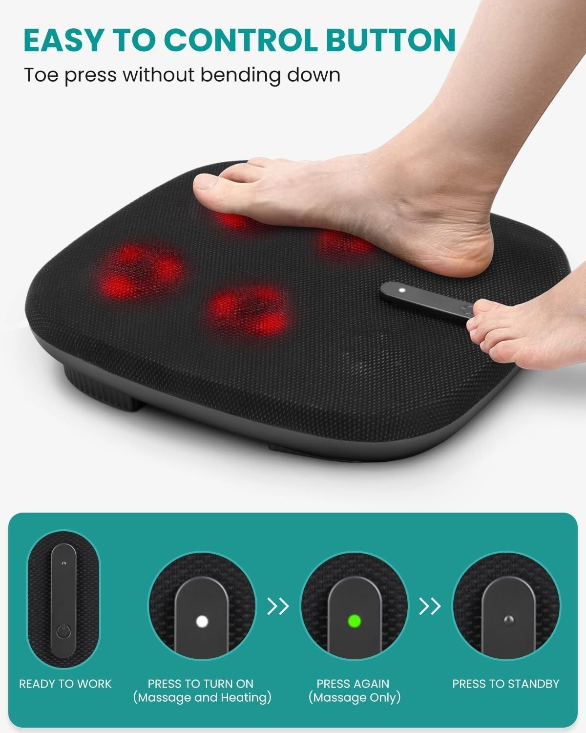 Masajeador Eléctrico De Pies Shiatsu Con Función De Calor Calmante Incorporada