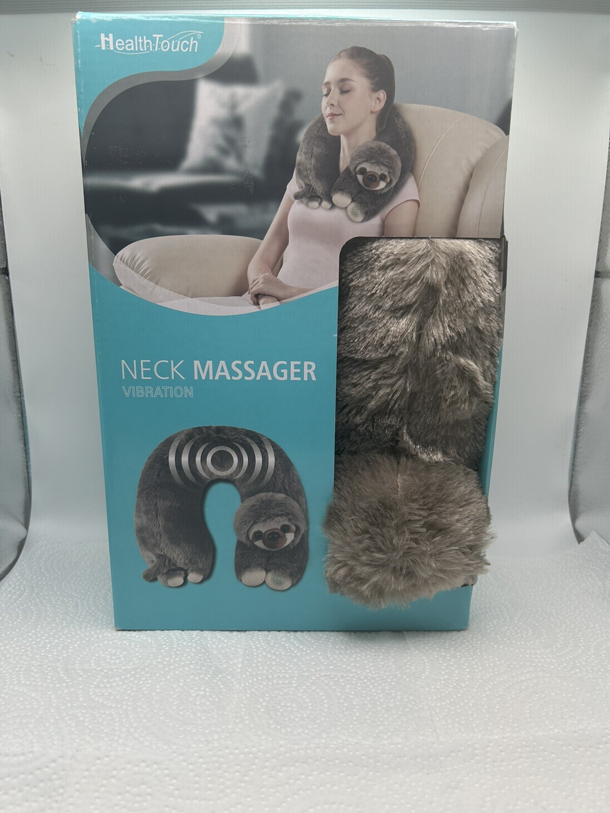 HealthTouch Polyester Fibers Neck Massager Gray Koala Requires 2 AA Batteries