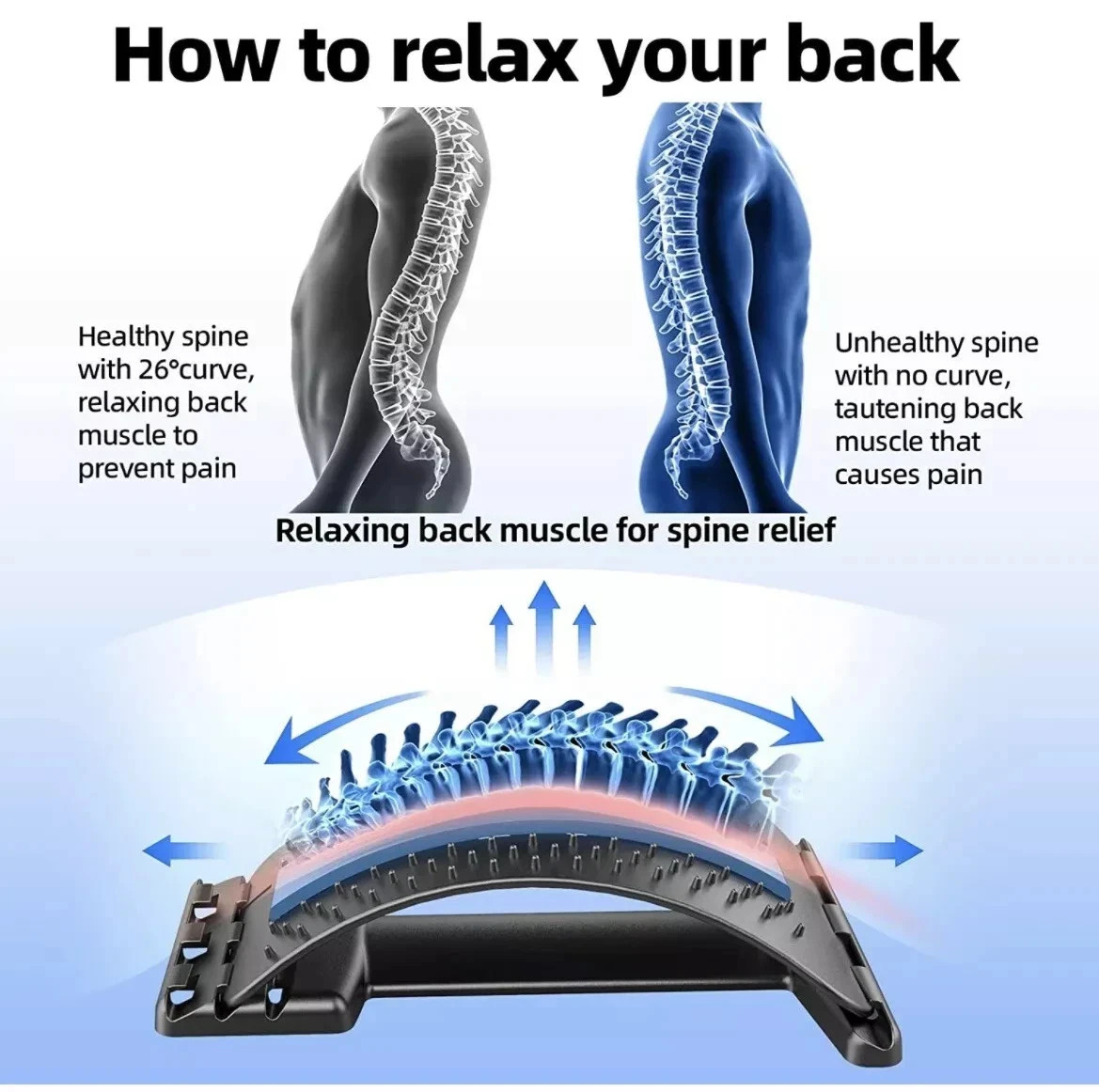 Magnetic Back Stretcher Massager Pain Relief Lumbar Support Spine Corrector