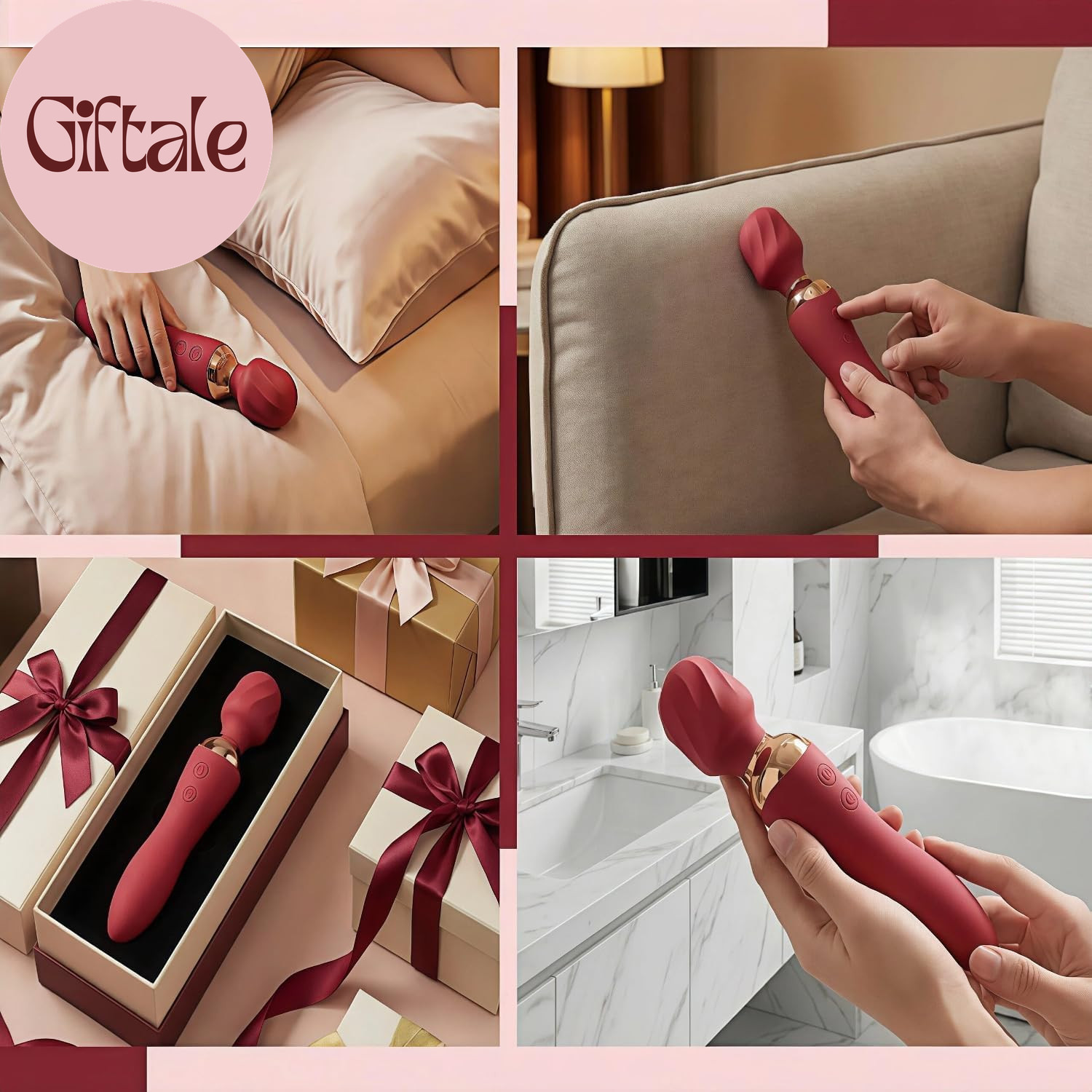 2 In 1 Rechargeable Wand Massager Waterproof Quiet Body Massager