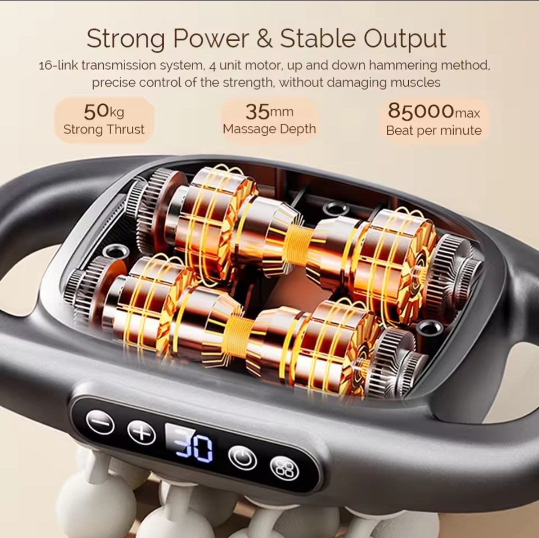 16-Head Whole Body Fascia Gun Massager for shoulder back waist deep tissue