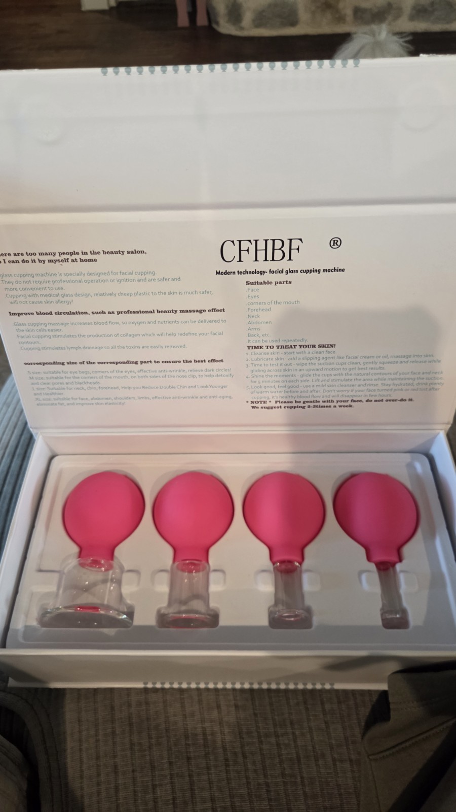 CFHBF 4 Size Facial Cupping Therapy Set Glass, Eye Face Vacuum Massage Anti