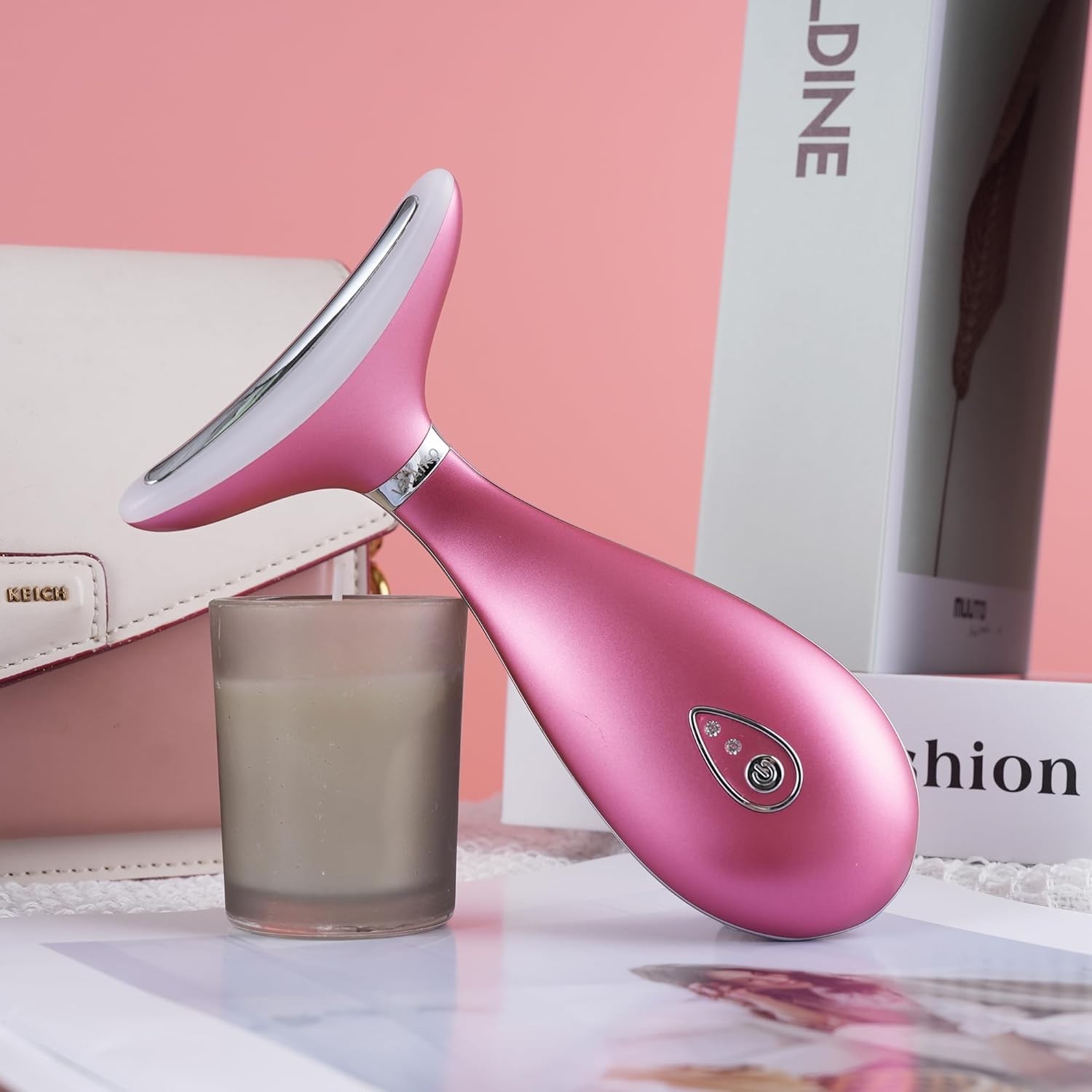Spicy Pink Face Sculpting Device: 3-in-1 Massager for Enhanced Serum Absorption