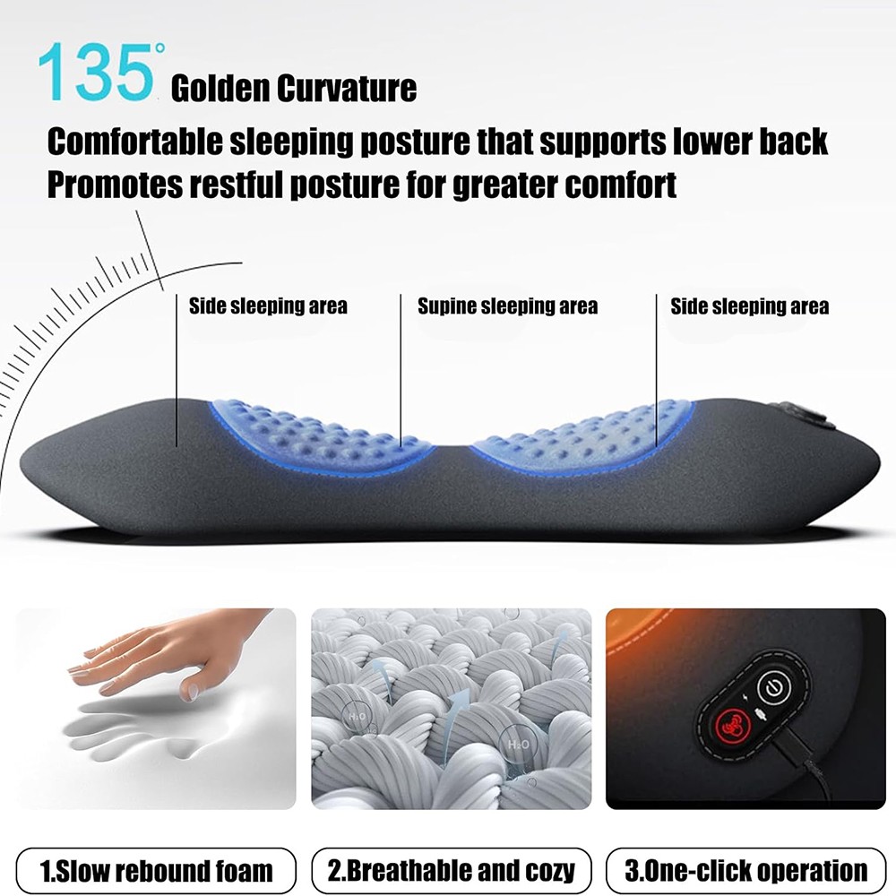 3 In 1 Electric Lumbar Support Pillow Smooth Spine Triple Fusion Back Massager