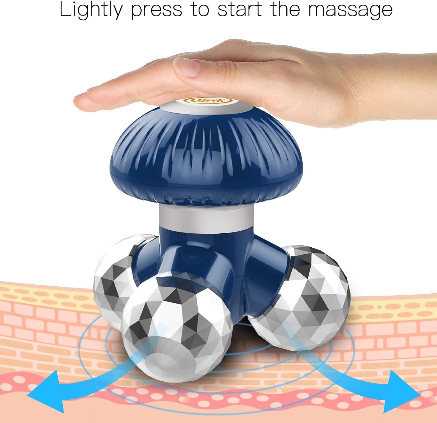 3-Head Handheld Massager for Pain Relief – Compact & Quiet USB/Battery Powered