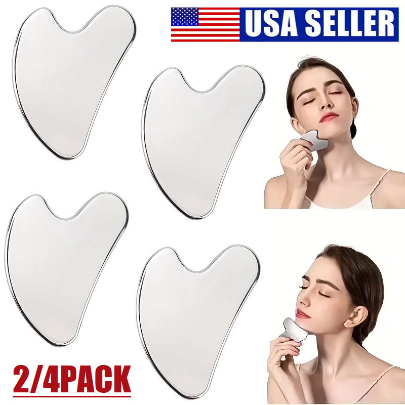 4Pcs Stainless Steel Gua Sha Facial Tools Metal Massage Face Sculpting Tool Body