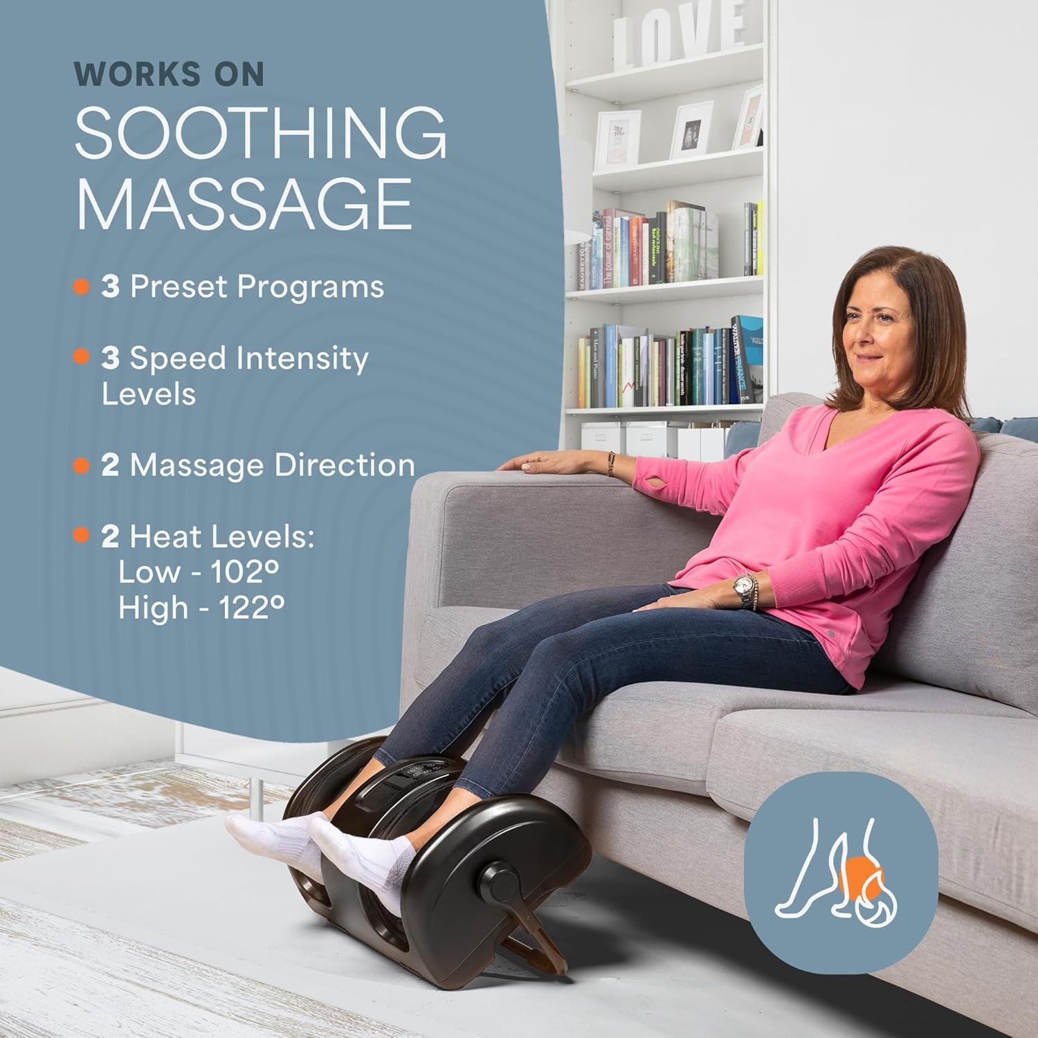 LifePro RelaxaTilt Shiatsu Foot Massager Heat 4 Rollers 3 Speeds