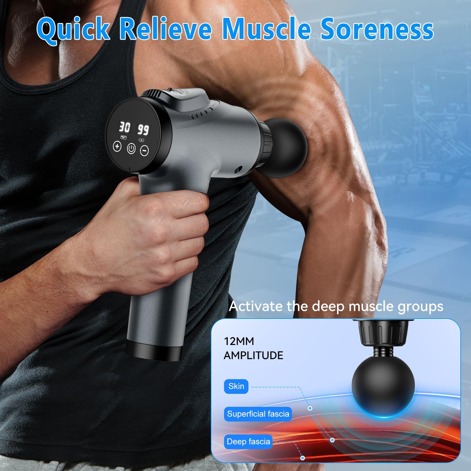 Massage Gun, Muscle Massage Gun for Athletes Handheld Electric Deep Tissue Back