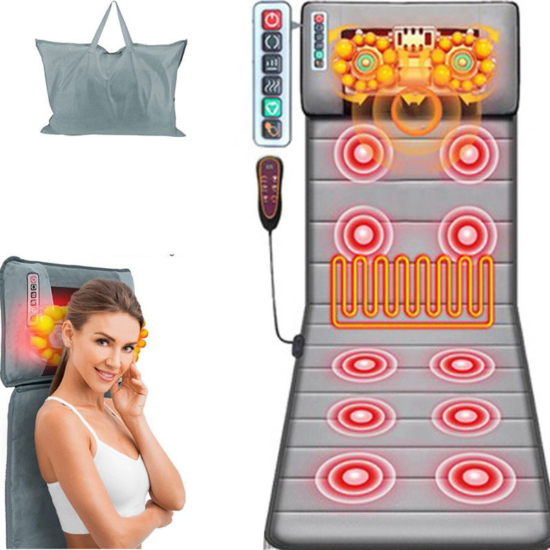 Electric Heated Massage Mat Full Body Back Heat Vibration Massage Pad Cushion