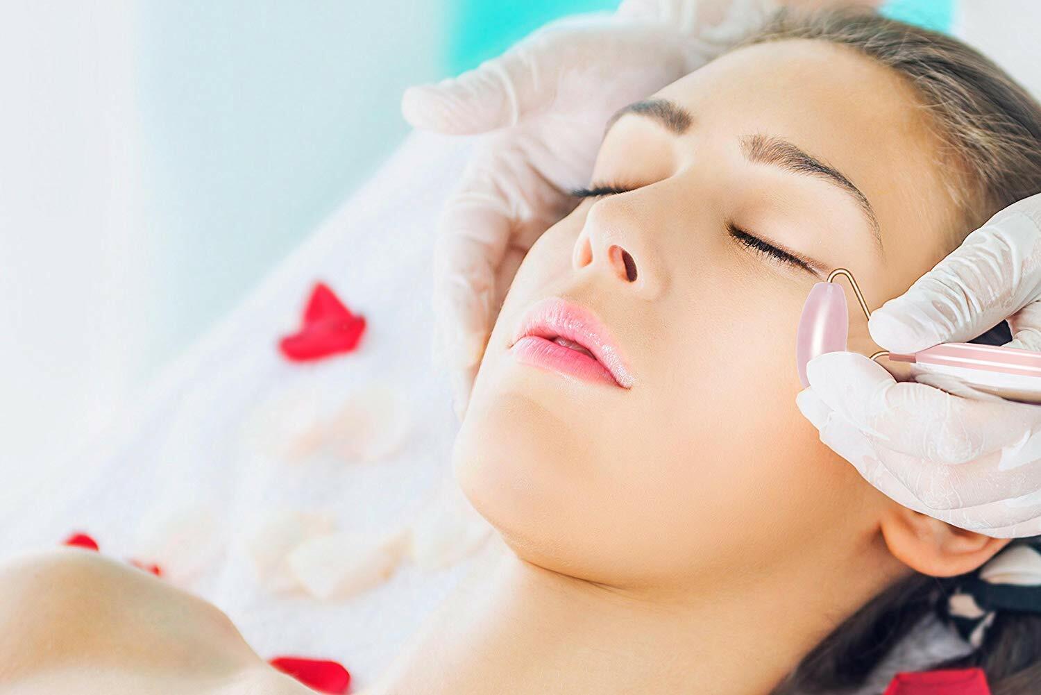 Natural Jade Roller GUA SHA Premium Face Eye Neck Beauty Massager Rose Gold Tool